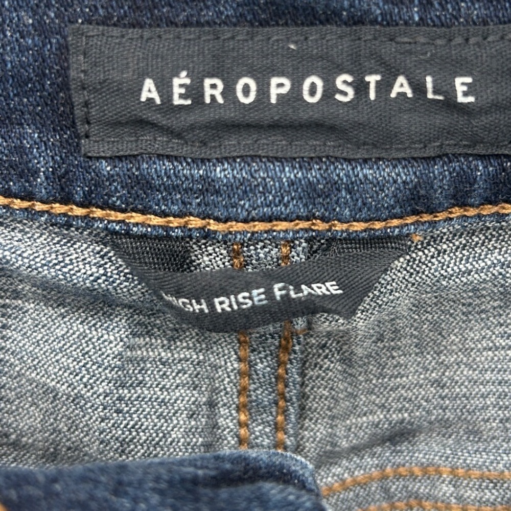 Aeropostale Womens High Rise Flare Jeans Dark Wash Blue Size 2 Regular Stretch - Picture 3 of 7